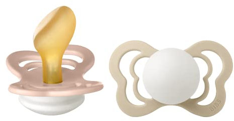 BIBS Couture Schnuller 2er-Pack, BPA-frei, Kiefergerechte Form. Naturkautschuk/Latex, Größe 1 (0-6 Monate), Blush/Vanilla Night