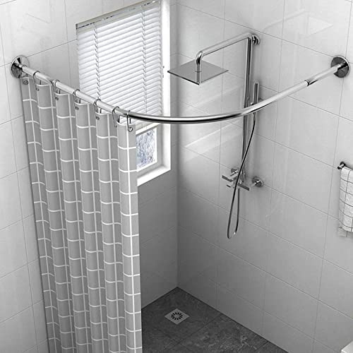 L Salle De Bain Pôles De, Barre Rideau Douche Extensible sans Perçage,Tringle Rideau Douche Angle Baignoire Acier Inoxydable 100% Antirouille,110-140 * 110-140cm