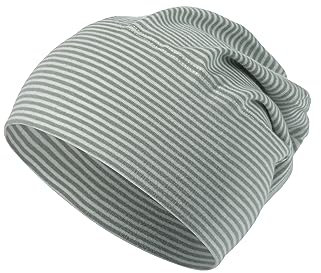 Sterntaler GOTS Beanie Ringel - Babymütze aus Singlejersey (Bio) gestreift - anschmiegsame Unisex Beanie Mütze variabel tragbar - Baby und Kinder Übergangsmütze, steingrün, Größe 43