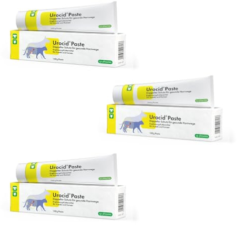 cp-pharma Urocid Paste | 3er Pack | 3 x 100 g | Diät-Ergänzungsfuttermittel für Hunde und Katzen | Bei Blasenbeschwerden | Mit Methionin & Cranberry