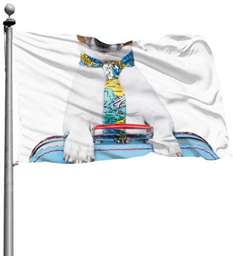 Wanddeko-Flagge Happy Suitcase Dog Puppy Dekorationsflaggen Druckflagge 4X6 Ft (120X180cm) Polyester mit Ösen