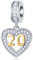 20th Anniversary Charms fit Pandora Frauen Armband, 18K goldene Zahl 20 Dangle, 925 Sterling Silber 20 Jahre Geburtstag Herz Halskette/Anhänger Perlen mit Geburtssteinen, Geschenke für Frau/Braut