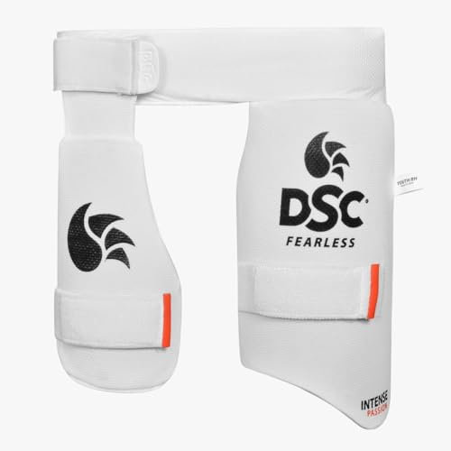 DSC Intense Attitude Cricket Inner Thigh Pad | Color: White | Size: Boy (Left Hand) | Superior Protection and Comfort for Cricket