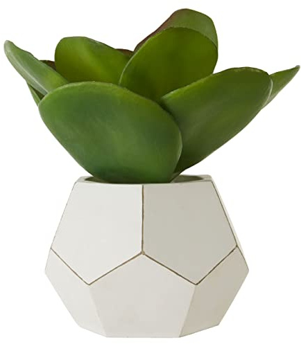 Premier Housewares White Cement Pot Succulent, Verdant Accent Pieces, Botanical Charm, Contemporary Style, Concrete Pot, White Finish Base, Faux Succulents, Succulent Plants, W23 x D23 x H24cm