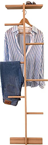 TIDYBOY Stummer Diener aus Holz, Design Kleiderleiter, Herrendiener & Modern Stiller Diener für Damen und Herren, Dekoleiter, Kleiderständer, Schlafzimmer Möbel & Kleiderablage Handgemacht (Natur)