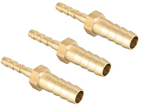 PATIKIL 3 Pezzi Connettore Tubatura Adattatore Raccordo Ottone Flessibile ID 8mm a 4mm Dritto Barb Riduttore per Aria Acqua Olio Gas Carburante