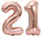 D2D | Party Balloon Zahl 21 XL in Rosé - Größe: 80 cm - Folienballons - Geburtstagdeko - Zahlenballons - Helium Ballons
