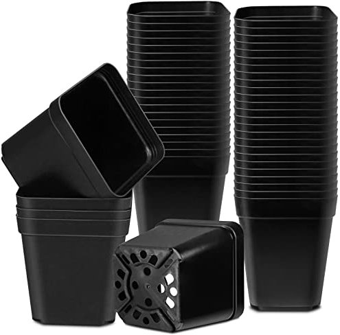 Muzhira Pots pour Semis, 7cm 20 Pieces Pots de Pépinière, Plastique Réutilisables Carré Pot semis/Godets Semis/Pot de Repiquage/Pot de Culture pour la Plantation Intérieure et Extérieure