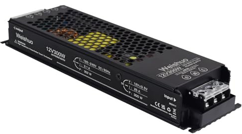 LED Trafo 12V 300W 25A IP20 LED Transformator AC 220V auf DC 12 Volt Konstante Spannung Schlankes Netzteil für LED-Streifen und LED-Innenleuchten