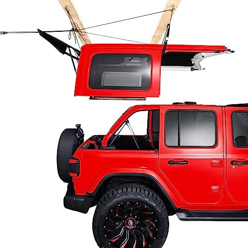 Hard Top Removal Lift für Jeep Wrangler, kompatibel mit allen Jeep Wrangler JK JL Modellen, einfache Ein-Personen-Bedienung, Dach Hardtop Hebezeug mit Anti-Drop-System, unterstützt 2,4–4,9 m Decke, 6