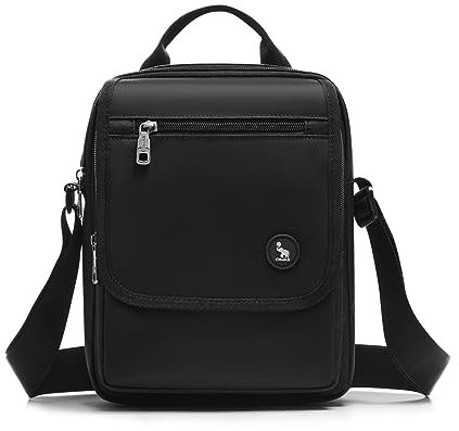OIWAS Umhängetasche für Herren, kleine Schultertasche für Herren, Arbeit, Business, Kuriertasche, Schultertasche (schwarz/grau), Schwarz, 10.83 L x 8.7 H x 3.54 W