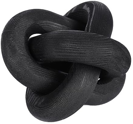 Maritown Boho Wood Knot Decor 3-Link, Hand Carved Decorative Wood Chain Link Rustic Knot Decorative Object Farmhouse Crafts Ornaments for Modern Coffee Table Tray Shelf Ornaments
