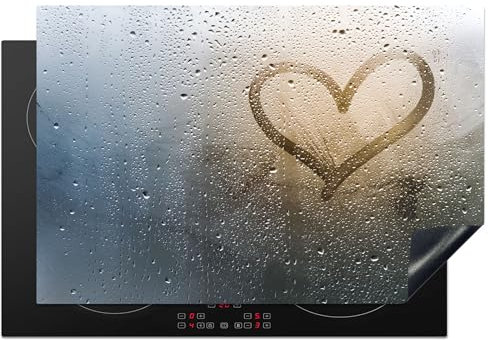 KitchenYeah© Induction Hob Protector Mat 20.5x30.7 / 78x52 cm Cooker Top Protectors Cover Ceramic Covers Electric Hobs Vinyl Heart - Condensation - Water - 3D