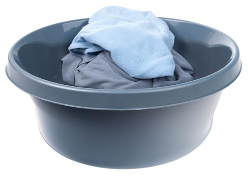 KADAX Matte Plastikwaschschüssel, Kunststoffschüssel, Runde Spülschüssel, Robuste Waschschüssel, Haushaltswasserschüssel für Badezimmer, Allzweck-Wanne (Dunkelgrau, 2L)