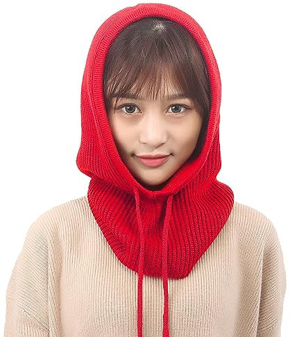 Ekakashop Damen Sturmhaube Balaclava Kapuze Mütze Stricken Winddicht Schalmütze Beanie Mütze Kapuzenschal für Frauen Winter Kaschmir Strickmütze Skimütze Sturmhauben Beanie Wintermützen Outdoor