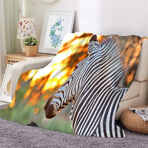 Kuscheldecke Flauschig Decke 220x240 Schwarz-Weißes Zebra Warm Flanell Fleecedecke Wilde Tiere für Sofa und Bett, Weich Gemütlich Wohndecke als Couchdecke Tagesdecke Kniedecke