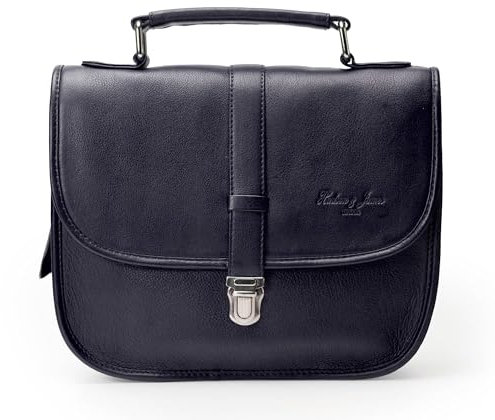 Hudson & James Designer-Umhängetasche aus echtem Leder für Damen, für den Alltag, Crossover, Cross-Body, Arbeit, iPad, Schultertasche, marineblau, M