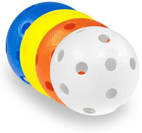 FAT PIPE Floorball & Unihockey Ball 4er Set Wettkampfball + Trainingsball mit IFF Zertifikat für geprüfte Qualität | Made in Finland - Floorball Bälle (Color Mix)
