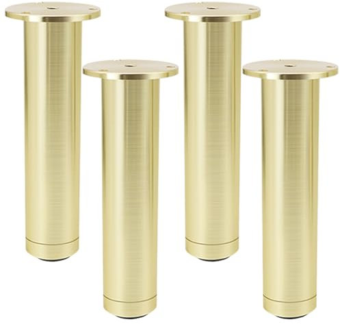 SZLXJMFL Doré Lot de 4 Pied Table Haute Reglable Pied de Meuble Pied Ronds pour Meuble Commode Pied Table Console Aluminum Alloy | Brossé, 8-25cm Pieds de Table Basse Vis Inclus-25cm/9.8