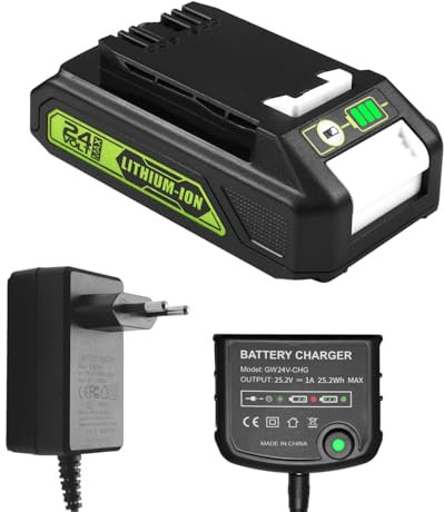 XNJTG 24V 3,5Ah Akku Ersatz für Greenworks mit Ladegerät Ersatz G24MC Kompatibel mit Greenworks 24V Akkus G24B2 G24B4