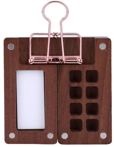 8 Grids Mini Portable Watercolor Palette With A Clip, Magnetic Travel Ready Paint Palette Bundle, Wooden Colour Palette With Lid And Mixing Tray for Water Color, Gouache, Acrylic Paint