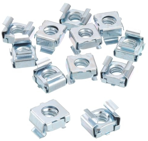 uxcell Tuerca de jaula de 1/4-20, 20 tuercas de jaula a presión, tuerca métrica chapada en zinc de acero al carbono para armario de servidores, color plateado