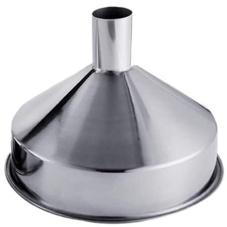 Embudo de metal de grado alimenticio, embudo resistente, embudo grande de acero inoxidable 304 con filtro, embudo doméstico for vino y aceite, embudo industrial extragrande, 1 pieza