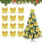 SULOLI 12 Pezzi Fiocchi Natalizi Glitterati,Fiocchi per Albero di Natale,Nastro Fiocchetti Paillettes per Decorazione Natalizia Regalo per Festa(Oro)