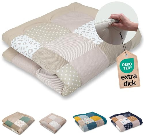 ULLENBOOM Krabbeldecke für Baby 120x120 cm, 100% OEKO-TEX Materialien, Made in EU, Dick & weich gepolstert, Leo - ideal als Babydecke & Spieldecke Baby