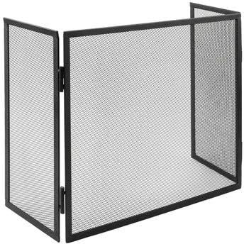 Suinga Salvachispas de Chimenea Triple Panel 100x50 cm, Rejilla Metálica Protectora contra Chispas, Pantalla de Seguridad para Chimeneas, Negro