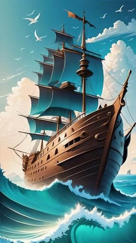 ARTGOTO Diamond Painting Eckige Steine Groß XXL Bilder Erwachsene,40x70cm Schiff A,5D Diamant Painting Set Viereckige Quadratische Steine mit Zubehör Für Wohnzimmer Dekoration