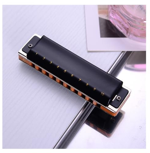 Erwachsene Mundharmonika 10-Loch-Blues-Mundharmonika C-Tasteninstrument(Black)