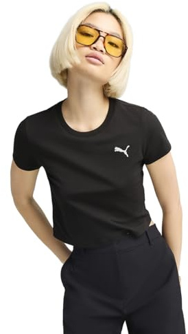PUMA Damen Wardrobe ESS Kurzes figurbetontes T-Shirt L, Black