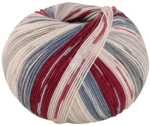 LANA GROSSA Meilenweit Seta Lampone | Sockengarn mit Seidenanteil, waschmaschinenfest | Handstrickgarn 55% Schurwolle (Merino), Polyamid, & Seide | 100g 400m Wolle zum Stricken & Häkeln FB3447