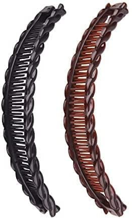 Bananen-Haarklammern in Schwarz und Braun – Dekorative Haarschmuck-Spangen für langes Haar (Braun und Schwarz)
