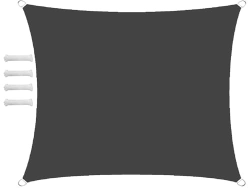 Sonnensegel Wasserdicht Rechteckig 2x6m Sonnensegel Balkon Sonnenschutz 95% UV Schutz Windschutz für Balkon Garten,mit Ösen und Befestigungsseile Anthrazit