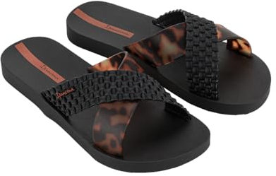 Ipanema SENSE SLIDE FEM - Badeslide Damenschuhe für Damen - auffälliger Riemen mit Muster (BLACK/TORTOISESHELL, EU Schuhgrößensystem, Erwachsene, Numerisch, M, 39)