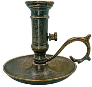LivuX Italienischer Kerzenhalter im Vintage-Stil aus brüniertem Messing für Stabkerzen Ø 2,5 cm, Höhe 10 cm – Design des 19. Jahrhunderts 1026