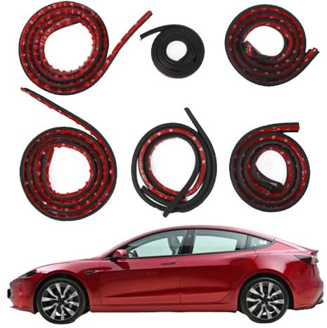 QIUYU2024 Car Door Soundproof Seal Kit for Tesla Model 3 Highland 2024 2025, Rubber Weather Draft Seal Strip Wind Noise Reduction Kit for Car Window and Door, Trunk Edge, Engine Cover