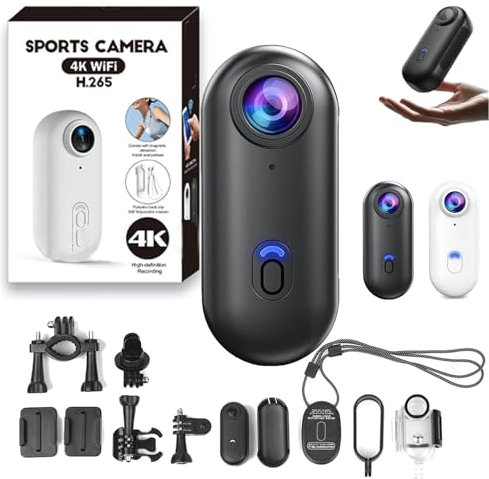 Stallion Frames Body Camera, Visus Cam, 2025 New Stallionframes 4k Mini Handsfree Bodycam, 360° Rotation Portable Wearable Mini Action Cam with Magnetic Clip, for POV, Cycling, Diving (Black,4k)