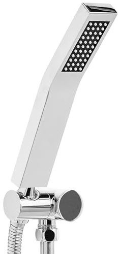 Handbrause Metall silber 1 Strahlart rechteckig Stab Duschkopf modern Amboro