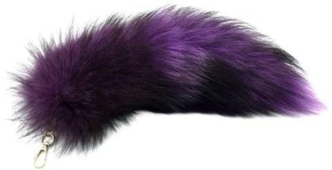 Fuchsschwanz Anhänger Keychain Fox tail Schlüsselring, Weich Flaumig 20-40CM Fell Schwanz für Cosplay Zusätze Auto Schlüsselketten Anhänger Handtasche Dekoration (Schwarzer lila,20cm)