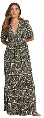 Long Tall Sally - LTS Tall Tile Print V-Neckline Maxi Dress - Women's Green
