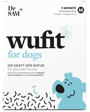 Dr. SAM wufit Dogs Tabletten – Ergänzungsfuttermittel zur Unterstützung der Magen-Darm-Funktion nach exklusiver Tierarzt-Rezeptur, für Hunde von 20-40kg (3-Monatspackung)