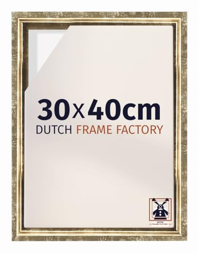 Dutch Frame Factory - Schattenfugenrahmen 30x40 cm Gold Antik - MDF | Schattenfugenrahmen für Leinwände, Geeignet für Leinwände bis 2 cm Dicke, Ohne Rückwand und Glas, Made in Holland