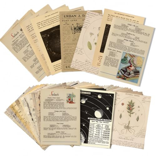 120 Blätter Vintage Scrapbooking Papier Scrapbooking Papier Deko | 4 Themen Set Nicht Selbstklebend Bastelpapier für Journal Zubehör DIY Fotoalbum Tagebuch Dekorpapier 14x20cm