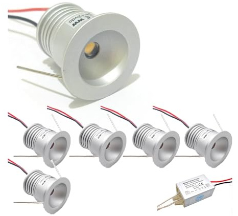 LGJEGD LED-Einbauleuchte, 12 V, 1 W, IP65, Mini-LED-Strahler, 25 mm, Spot-Glühbirne, Beleuchtungsset, Deckenbeleuchtung for den Außenbereich, 6er-Pack (Warm White,30 Degrees)