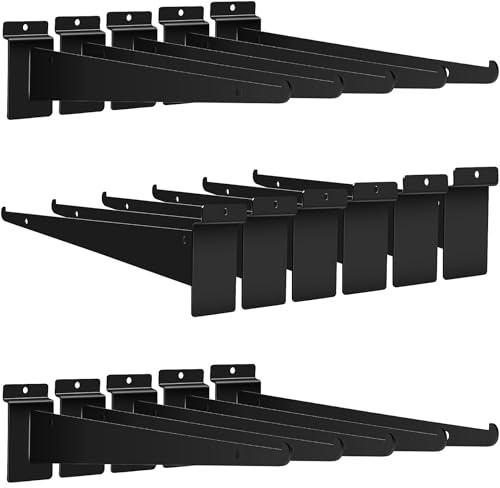 16 Pcs Slatwall Shelf Bracket, Heavy Duty Steel Shelving Bracket, Metal Wall Brackets, Triangular Shelf Supports for Living Room Display Shed Garage (30 cm)