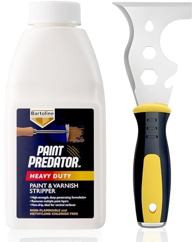 Paint & Varnish Stripper 500ml with 13-in-1 Scraper Tool Kit – Heavy Duty Paint Remover for Wood, Metal, Plaster, Concrete & Glass – Professional Paint Predator Solution