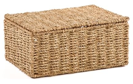 Gatarn Seagrass Storage Boxes with Lids Large, Kitchen & Home Office